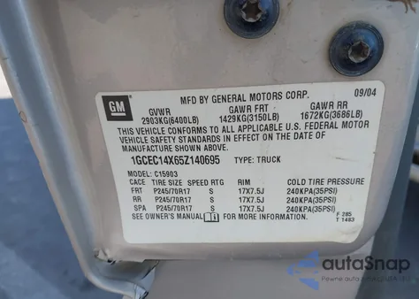 2005 Chevrolet Silverado 1500 Work Truck z USA, uszkodzony, nr VIN 1GCEC14X65Z140695